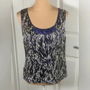 Tory Burch Multicolor Tunic Metallic Silk Top Size 8